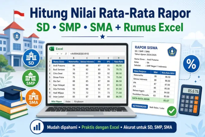 Cara Hitung Nilai Rata-Rata Rapor SD SMP SMA + Rumus Excel