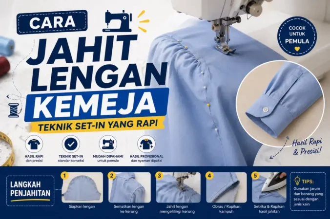Cara Jahit Lengan Kemeja, Teknik Set-In yang Rapi