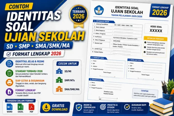 Contoh Identitas Soal Ujian Sekolah SD SMP SMA + Format Lengkap 2026