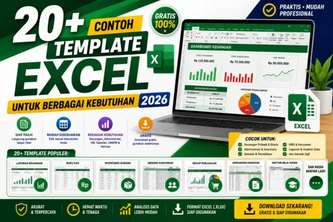 20+ Contoh Template Excel Gratis untuk Berbagai Kebutuhan 2026