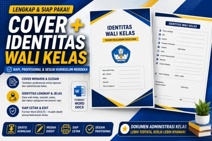 Contoh Cover & Identitas Wali Kelas SD, SMP, SMA + Template Lengkap 2026
