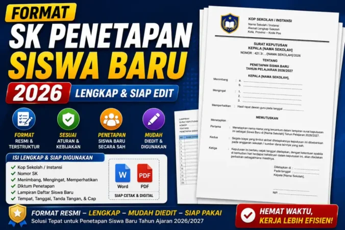 Format SK Penetapan Siswa Baru 2026, Lengkap & Siap Edit