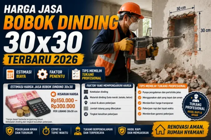 Harga Jasa Bobok Dinding 30x30 Terbaru 2026: Estimasi Biaya, Faktor, dan Tips Memilih Tukang Profesional