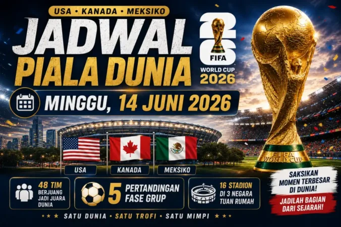 Jadwal Piala Dunia Hari Minggu 14 Juni 2026