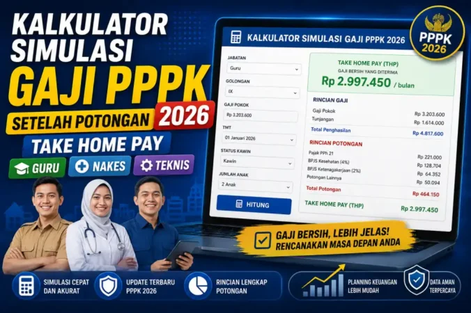 Kalkulator Simulasi Gaji PPPK 2026 Setelah Potongan: Take Home Pay Guru, Nakes, Teknis