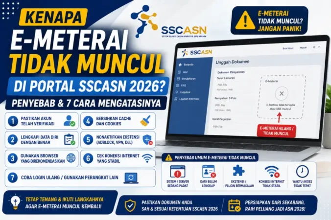 Kenapa E-Meterai Tidak Muncul di Portal SSCASN 2026? Penyebab & 7 Cara Mengatasinya