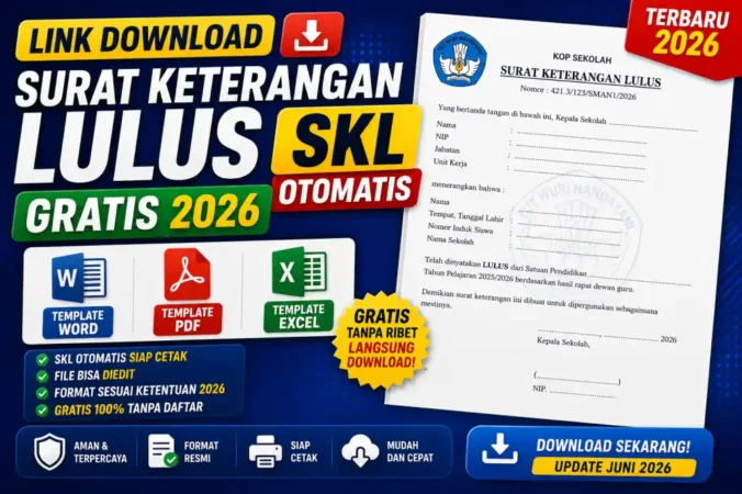 Link Download Surat Keterangan Lulus SKL Otomatis Gratis 2026: Template Word PDF Excel