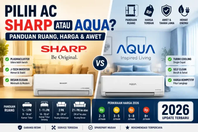 Pilih AC Sharp atau Aqua? Panduan Ruang, Harga & Awet 2026
