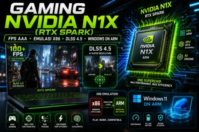 Review Gaming Nvidia N1X (RTX Spark): FPS AAA, Emulasi x86, DLSS 4.5, dan Realita Windows on ARM