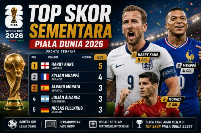 Top Skor Sementara Piala Dunia 2026