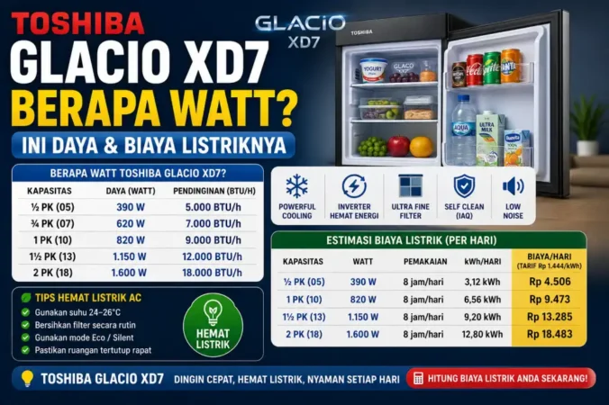 Toshiba Glacio XD7 Berapa Watt? Ini Daya & Biaya Listriknya
