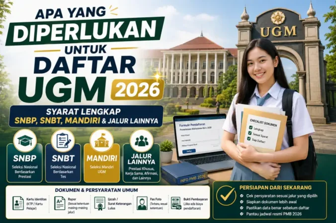 Apa yang Diperlukan untuk Daftar UGM 2026? Syarat Lengkap SNBP, SNBT, Mandiri & Jalur Lainnya
