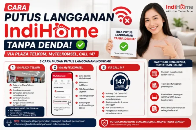Cara Putus Langganan IndiHome Tanpa Denda: Via Plaza Telkom, MyTelkomsel, Call 147