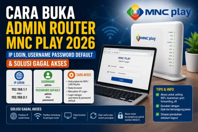 Cara Buka Admin Router MNC Play 2026: IP Login, Username Password Default & Solusi Gagal Akses