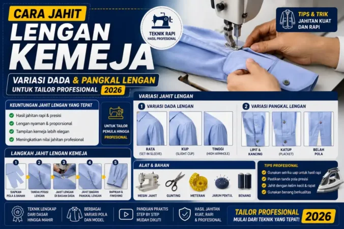 Cara Jahit Lengan Kemeja: Variasi Dada & Pangkal Lengan untuk Tailor Profesional 2026
