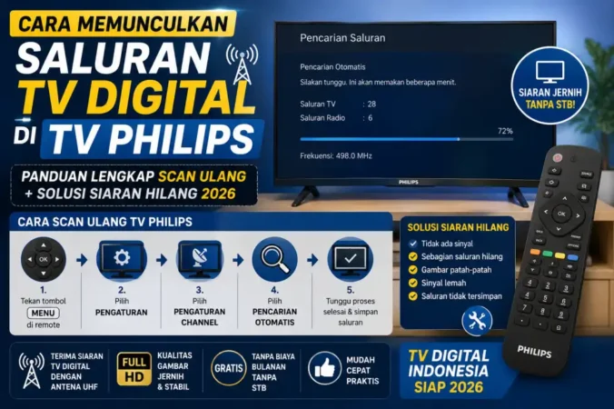 Cara Memunculkan Saluran TV Digital di TV Philips: Panduan Lengkap Scan Ulang + Solusi Siaran Hilang 2026