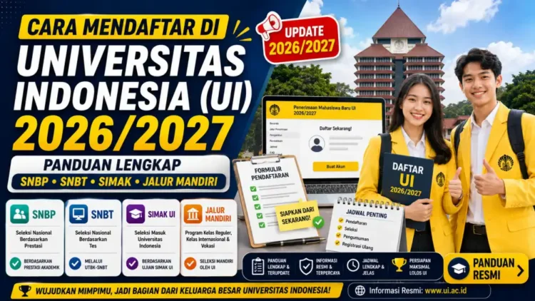 Cara Mendaftar di Universitas Indonesia (UI) 2026/2027: Panduan Lengkap SNBP, SNBT, SIMAK & Jalur Mandiri