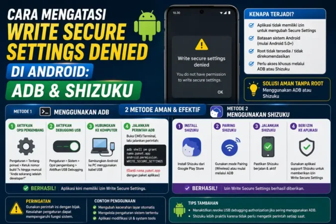 Cara Mengatasi Write Secure Settings Denied di Android: ADB & Shizuku