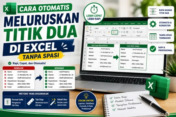 Cara Otomatis Meluruskan Titik Dua di Excel Tanpa Spasi
