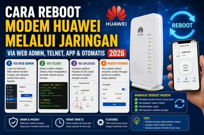 Cara Reboot Modem Huawei Melalui Jaringan: via Web Admin, Telnet, App & Otomatis 2026
