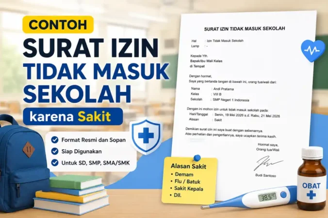 Contoh Surat Izin Tidak Masuk Sekolah karena Sakit