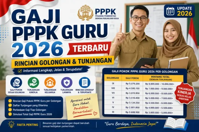 Gaji PPPK Guru 2026 Terbaru: Rincian Golongan & Tunjangan