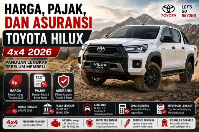 Harga, Pajak, dan Asuransi Toyota Hilux 4x4 2026