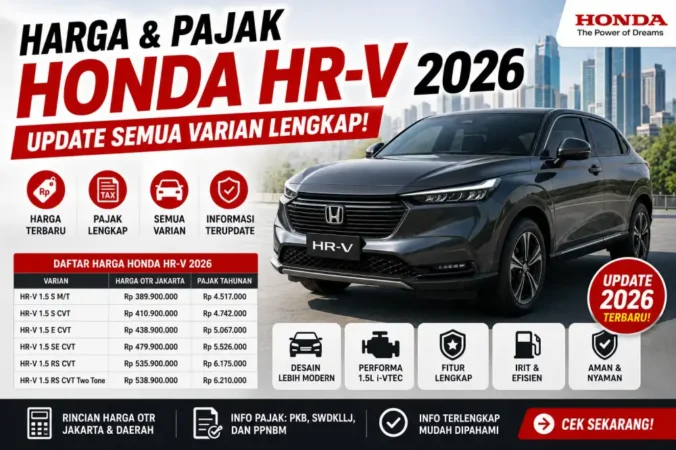 Harga & Pajak Honda HR-V 2026: Update Semua Varian Lengkap