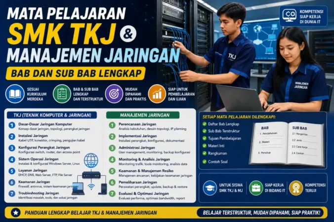 Mata Pelajaran SMK TKJ & Manajemen Jaringan: Bab dan Sub Bab Lengkap