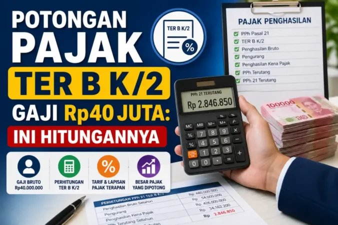 Potongan Pajak TER B K/2 Gaji Rp40 Juta: Ini Hitungannya