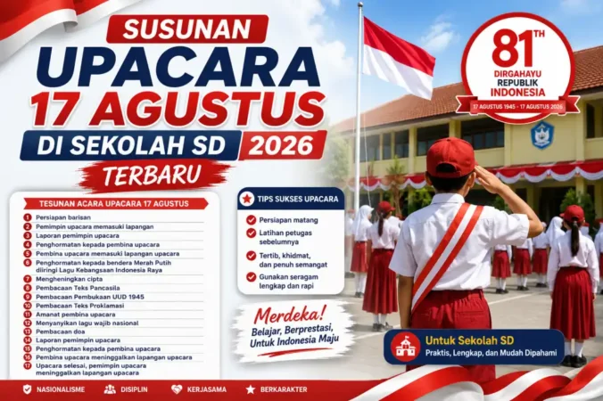 Susunan Upacara 17 Agustus di Sekolah SD 2026 Terbaru