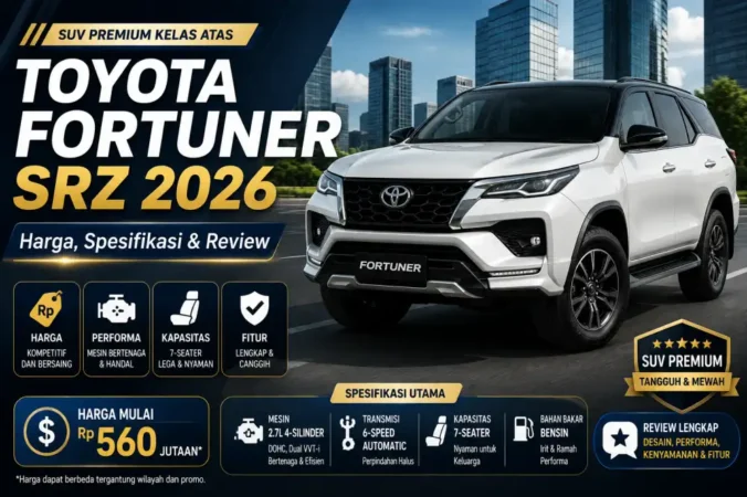 Toyota Fortuner SRZ 2026: Harga, Spesifikasi & Review