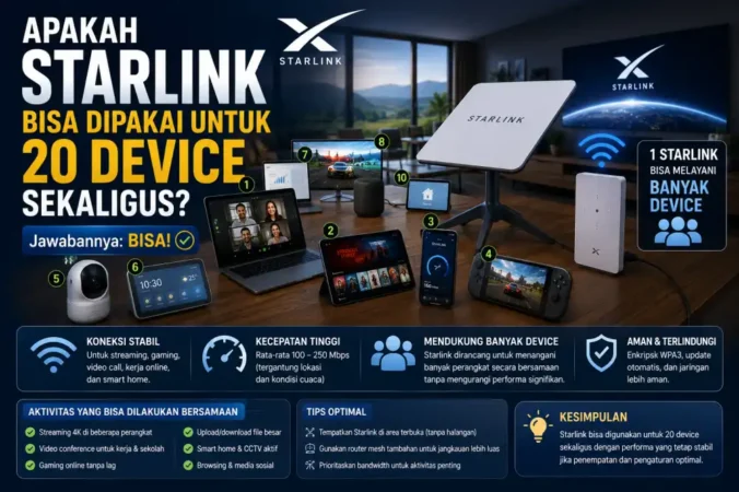 Apakah Starlink Bisa Dipakai untuk 20 Device Sekaligus?