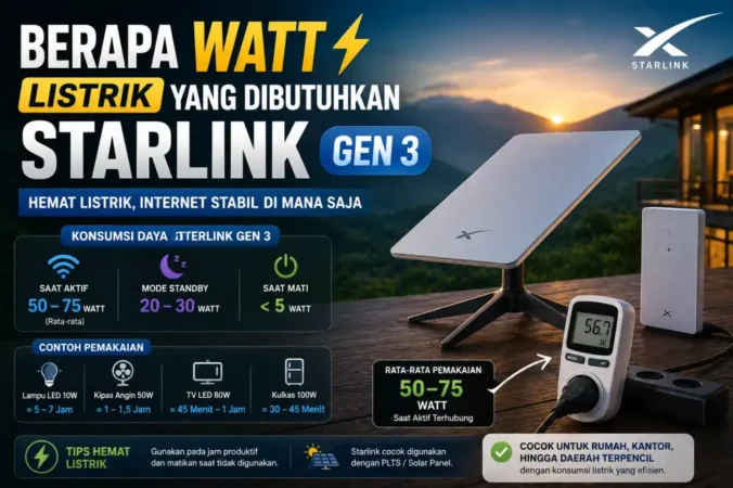 Berapa Watt Listrik yang Dibutuhkan Starlink Gen 3?
