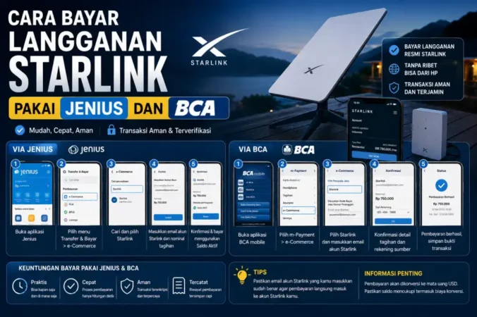 Cara Bayar Langganan Starlink Pakai Jenius dan BCA
