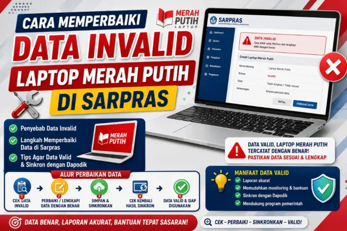 Cara Memperbaiki Data Invalid Laptop Merah Putih di Sarpras