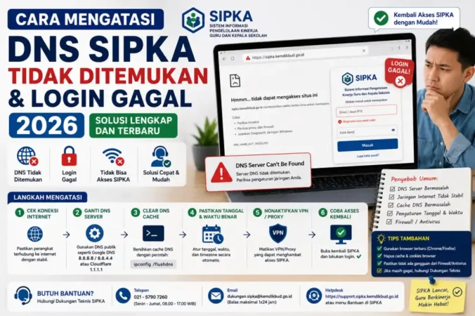 Cara Mengatasi DNS SIPKA Tidak Ditemukan & Login Gagal