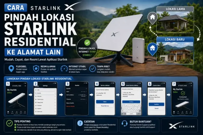 Cara Pindah Lokasi Starlink Residential ke Alamat Lain