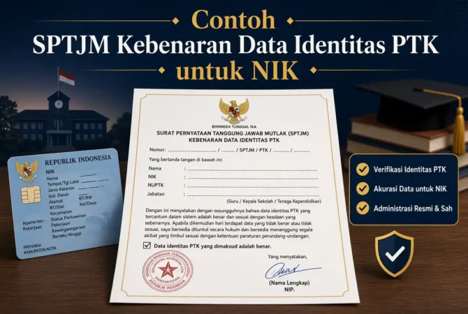 Contoh SPTJM Kebenaran Data Identitas PTK untuk NIK