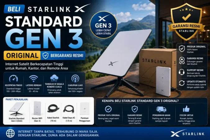 Beli Starlink Standard Gen 3 Original Bergaransi Resmi
