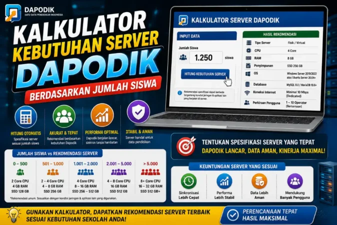 Kalkulator Kebutuhan Server Dapodik Berdasarkan Jumlah Siswa