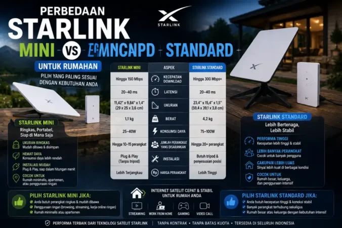 Perbedaan Starlink Mini vs Standard untuk Rumahan