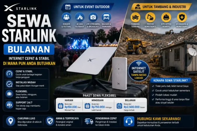 Sewa Starlink Bulanan untuk Event Outdoor dan Tambang
