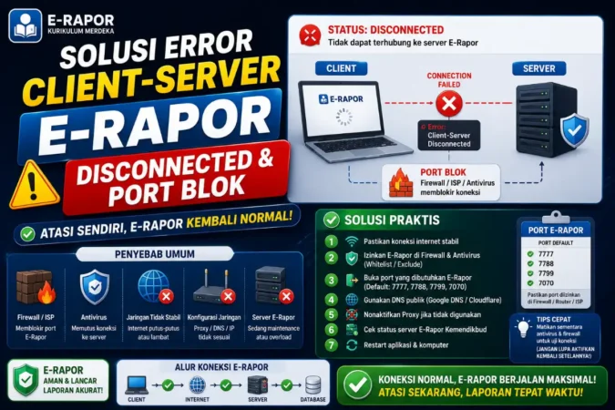 Solusi Error Client-Server E-Rapor: Disconnected & Port Blok