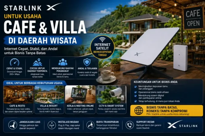 Starlink untuk Usaha Cafe dan Villa di Daerah Wisata