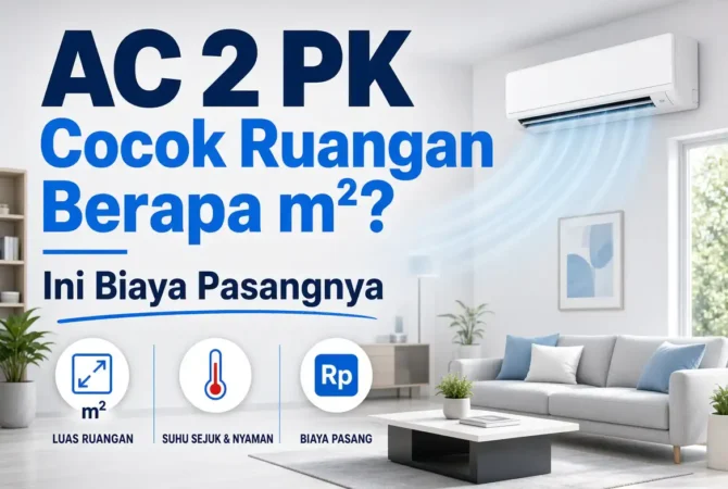 AC 2 PK Cocok Ruangan Berapa m²? Ini Biaya Pasangnya