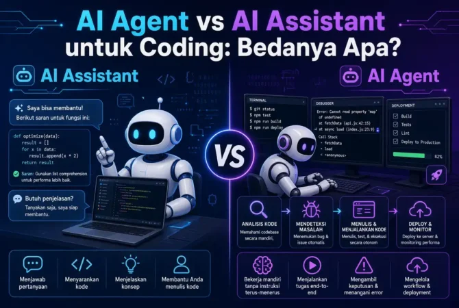 AI Agent vs AI Assistant untuk Coding: Bedanya Apa?