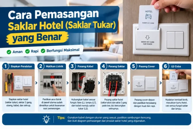 Cara Pemasangan Saklar Hotel (Saklar Tukar) yang Benar