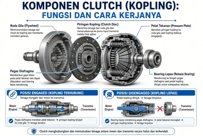 Komponen Clutch (Kopling): Fungsi dan Cara Kerjanya