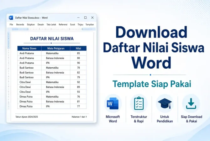Download Daftar Nilai Siswa Word: Template Siap Pakai